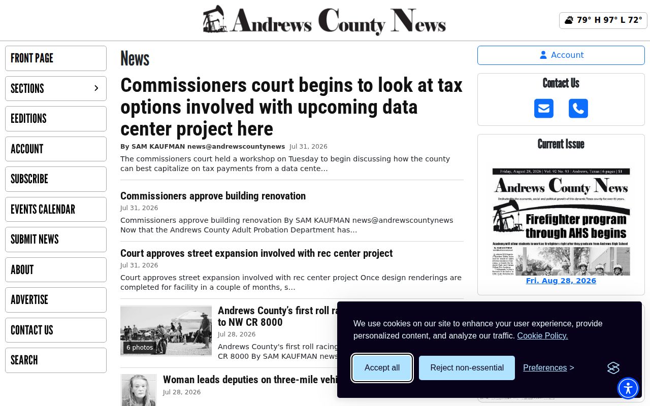Andrews County arrest news section for local booking-record context